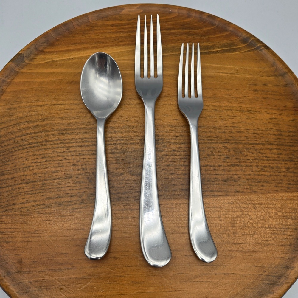 Gingko Helmick Sea Drift 3pc Set Dinner Salad Fork Teaspoon 18/8 Stainless Korea